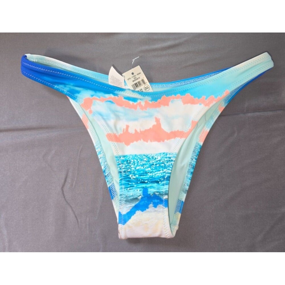 Aerie Cheeky Swim Bathing Suit Bottom Size XS Blue Orange Beach New $26.95